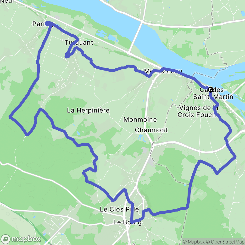 Candes-Saint-Martin : carte du parcours de randonnée - France