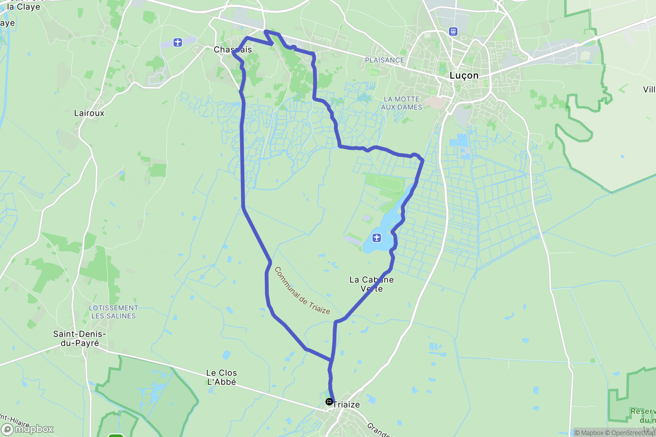 Triaize : carte du parcours de randonnée - France