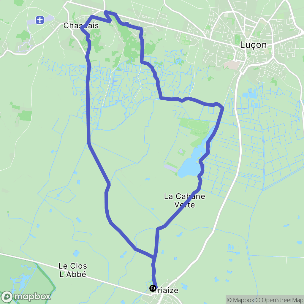 Triaize : carte du parcours de randonnée - France