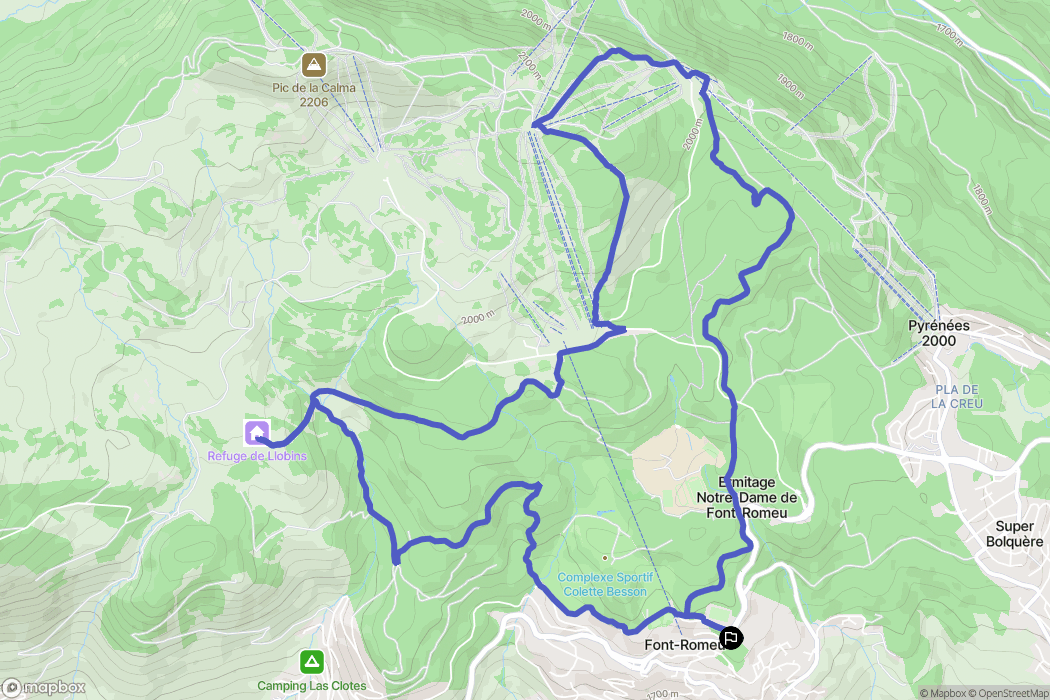 Font-Romeu-Odeillo-Via : carte du parcours de randonnée - France