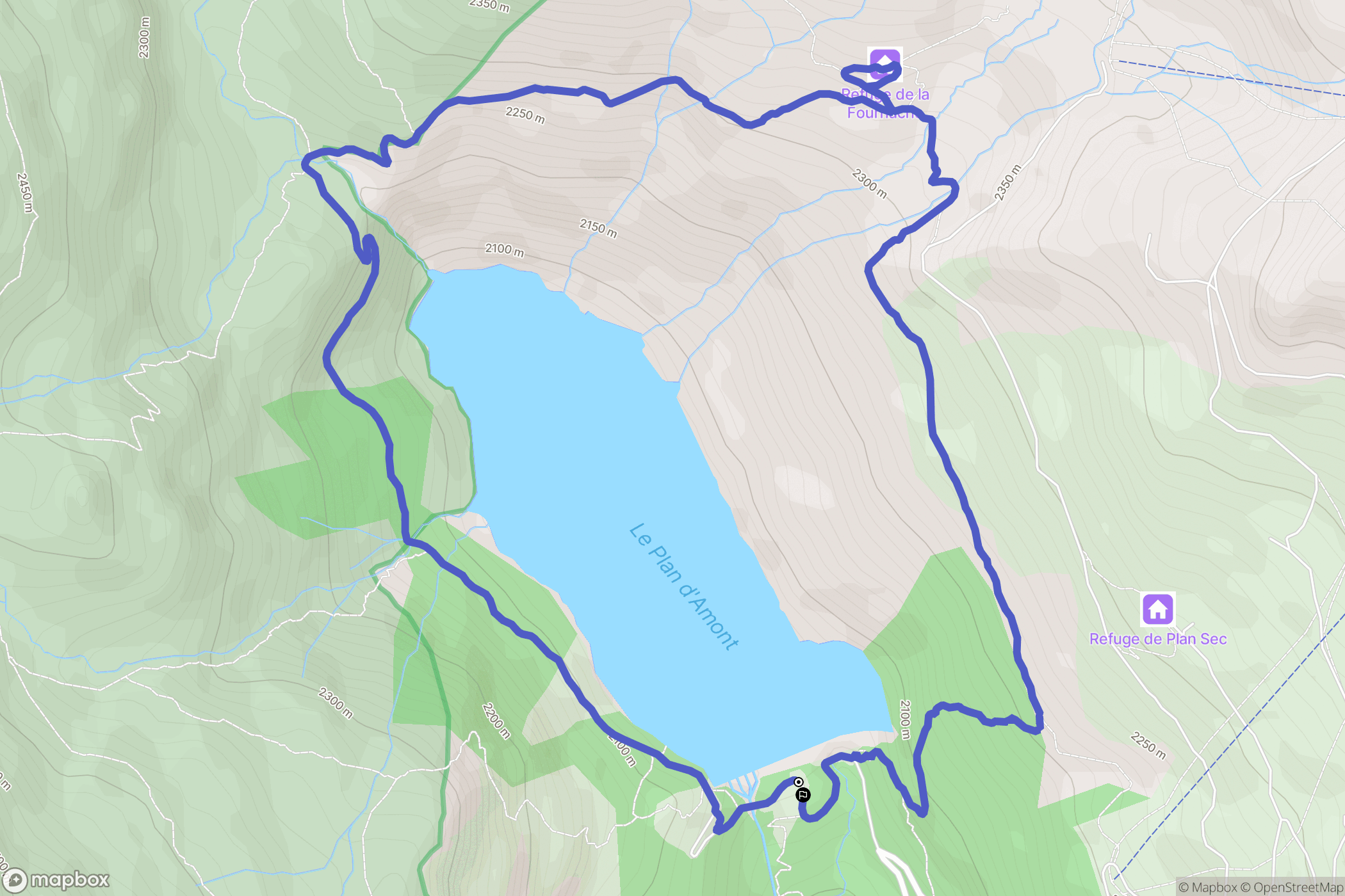 Aussois : carte du parcours de randonnée - France
