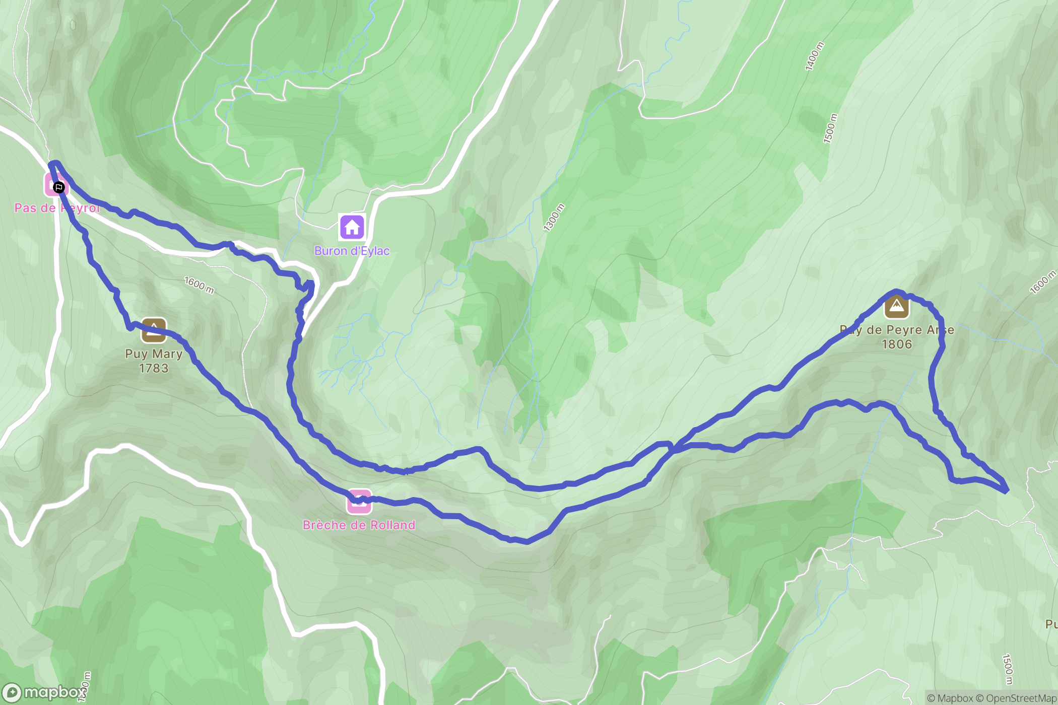 Le Claux : carte du parcours de randonnée - France