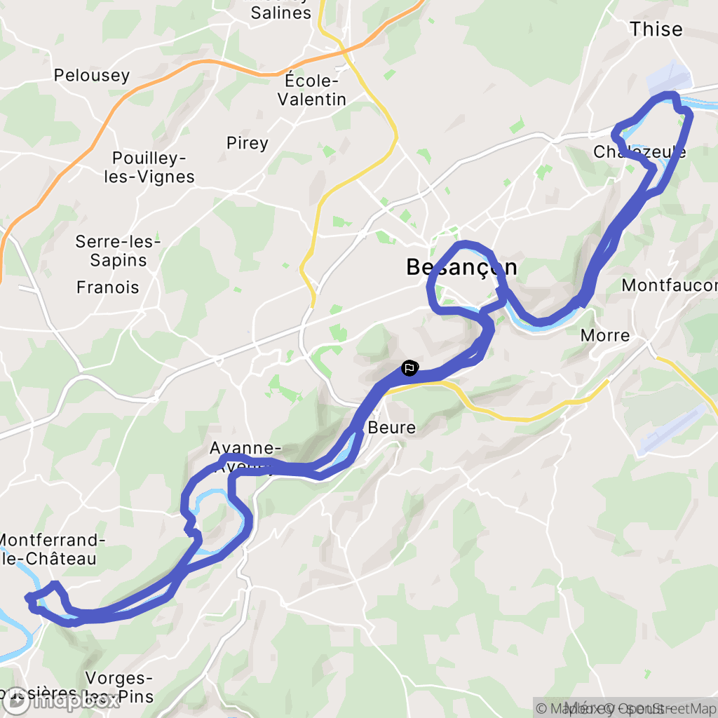 Besançon : carte du parcours de randonnée - France