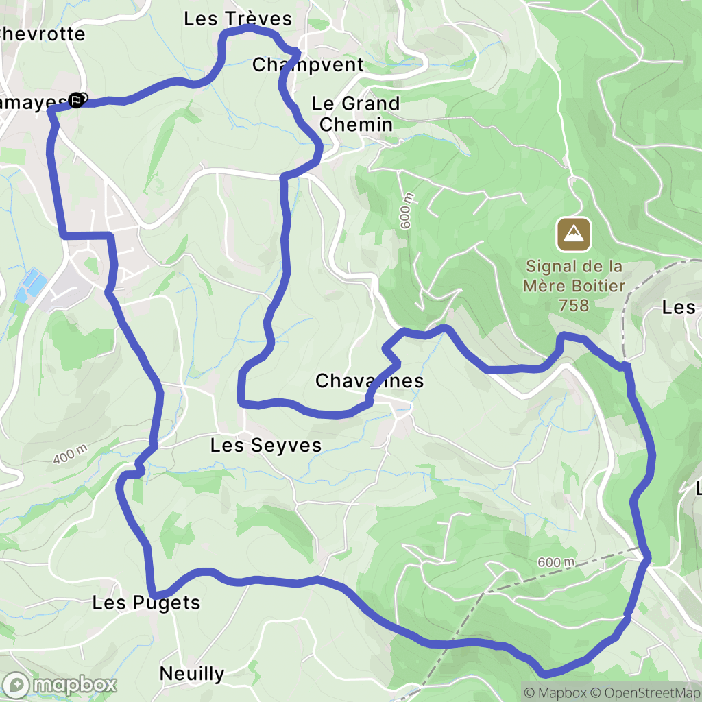 Tramayes : carte du parcours de randonnée - France