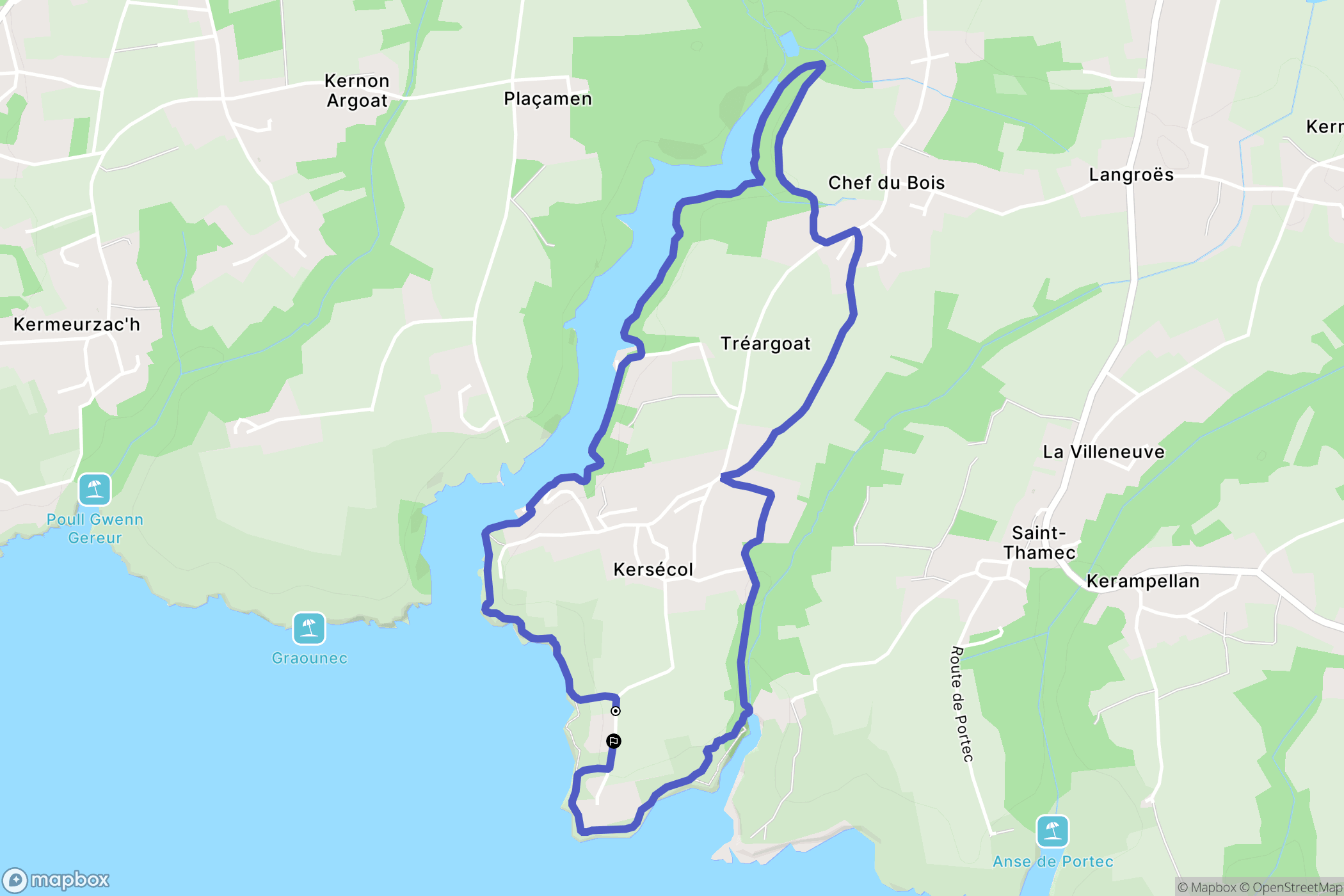 Moëlan-sur-Mer : carte du parcours de randonnée - France