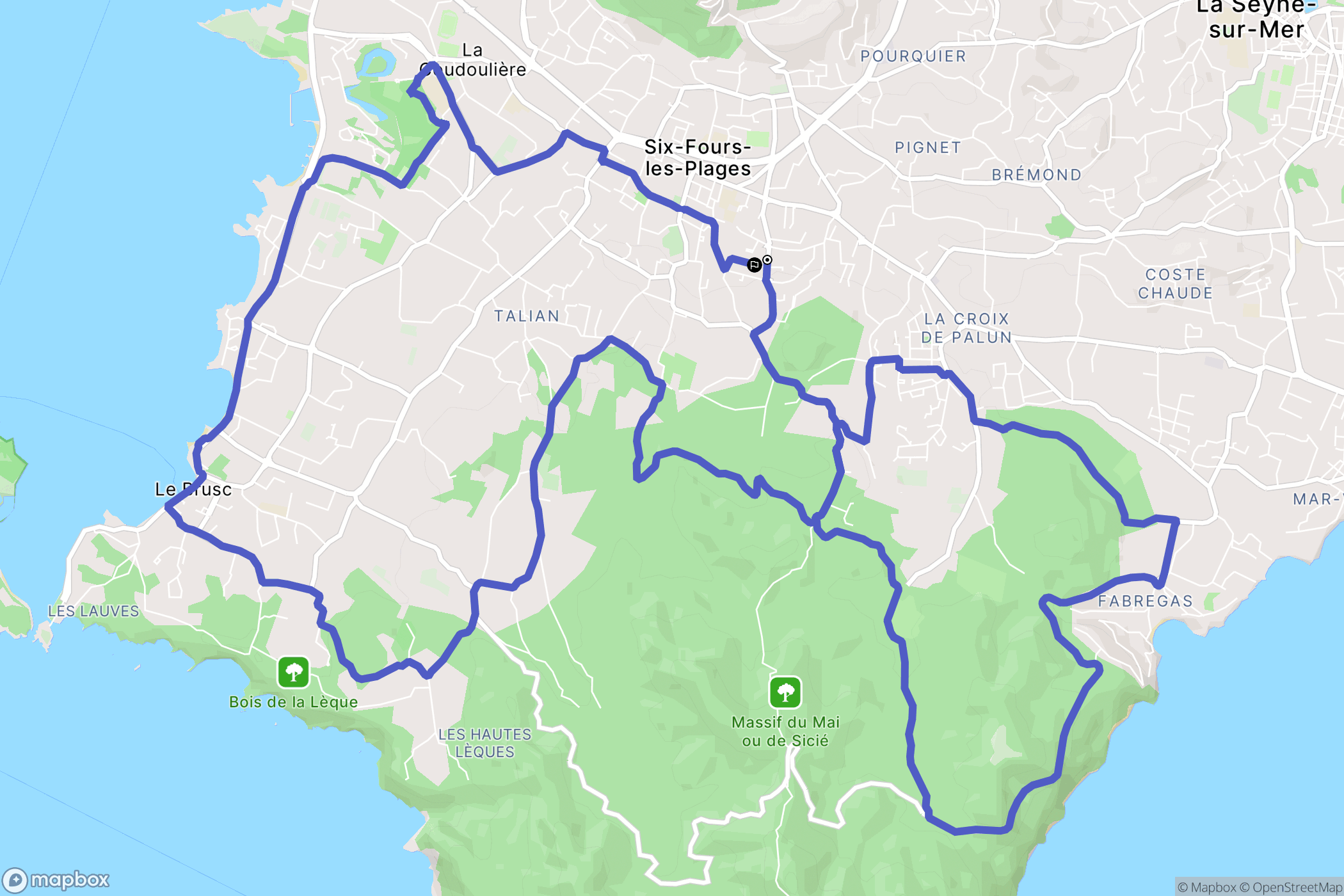 Six-Fours-les-Plages : carte du parcours de randonnée - France