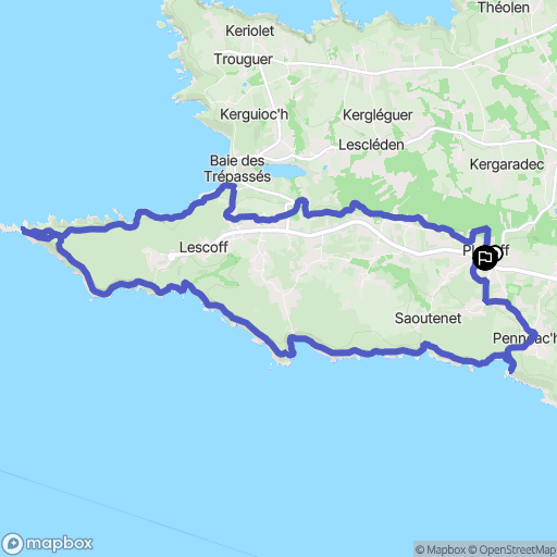 Plogoff : carte du parcours de randonnée - France