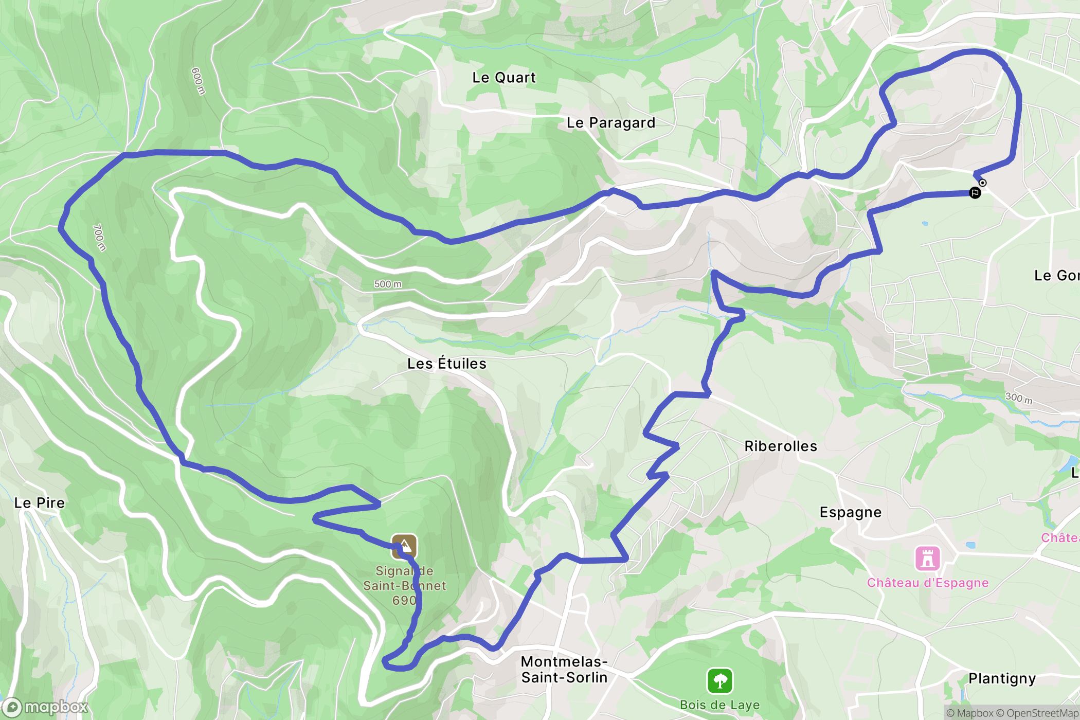 Blacé : carte du parcours de randonnée - France