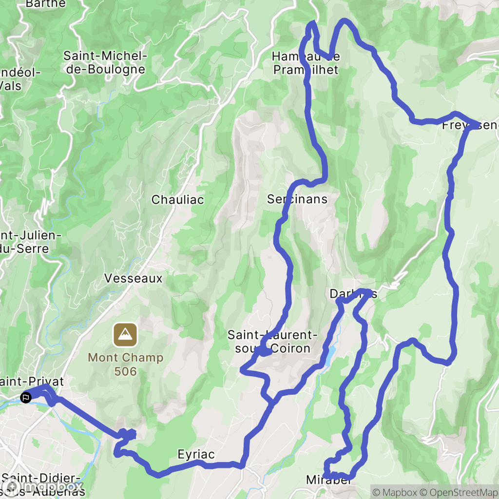 Saint-Privat : carte du parcours de randonnée - France