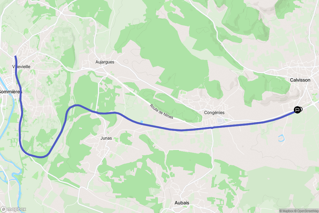 Calvisson : carte du parcours de randonnée - France