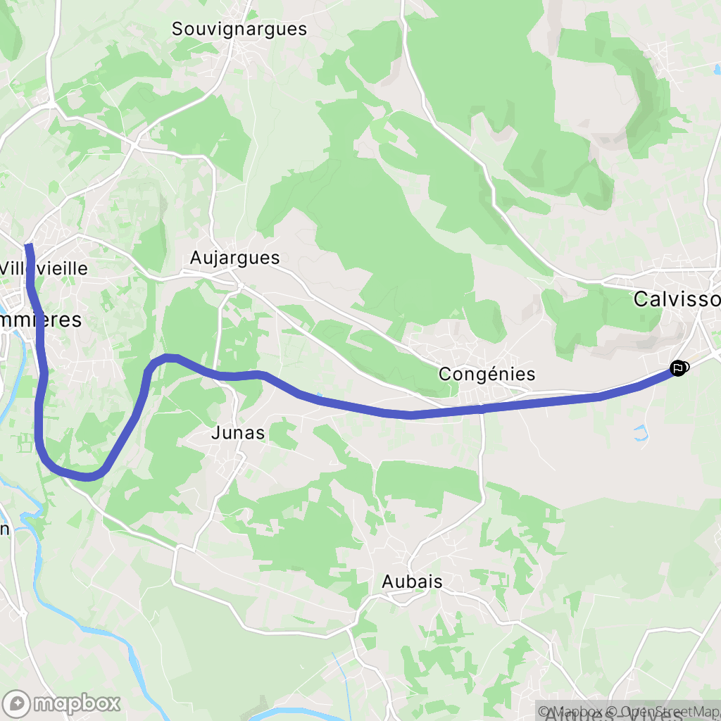 Calvisson : carte du parcours de randonnée - France