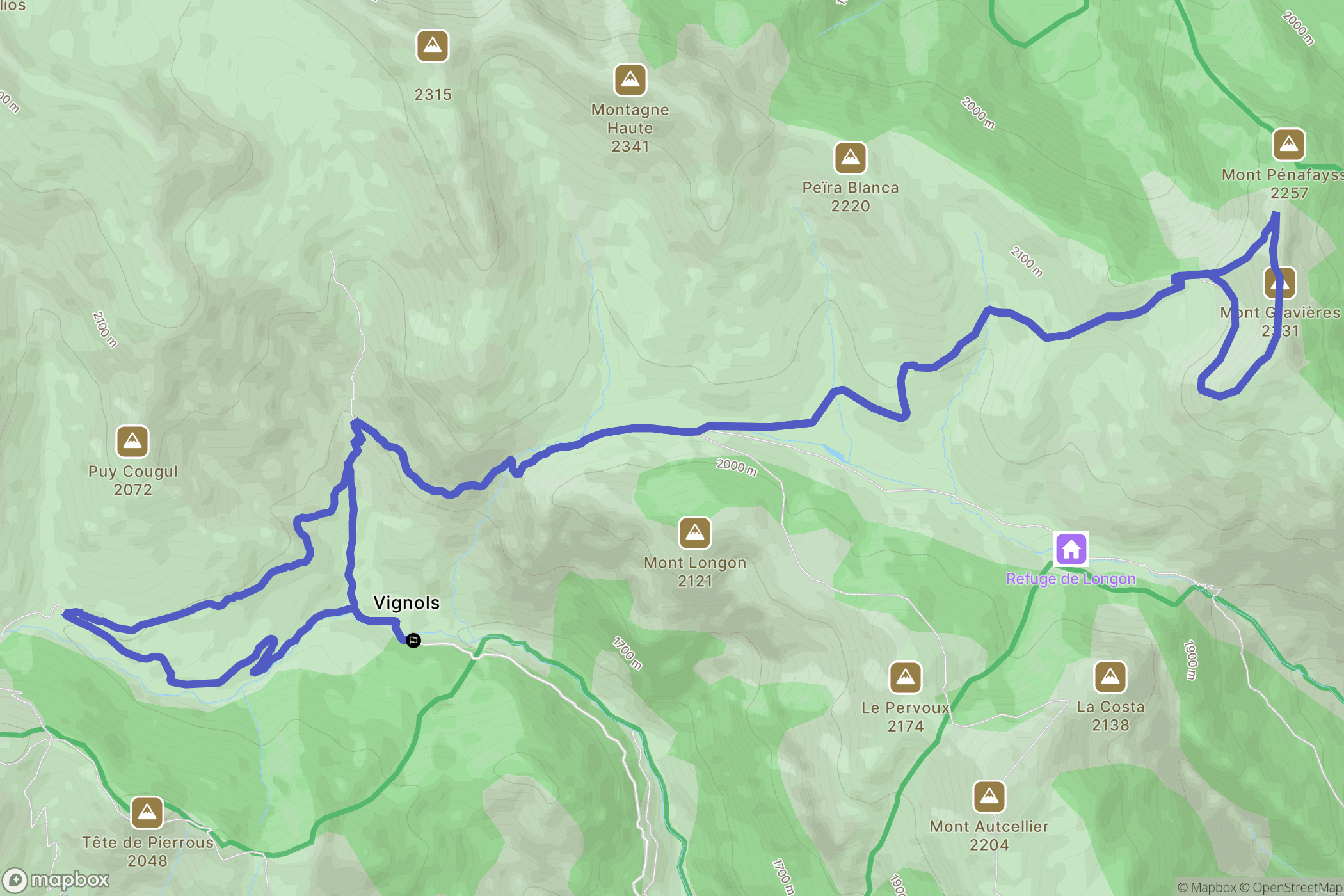 Roubion : carte du parcours de randonnée - France