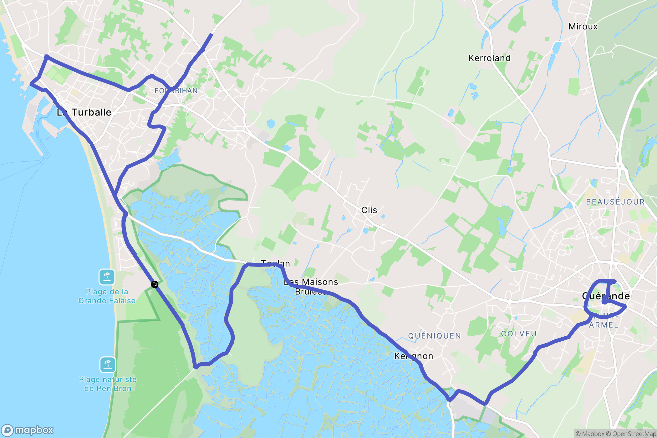 La Turballe : carte du parcours de randonnée - France