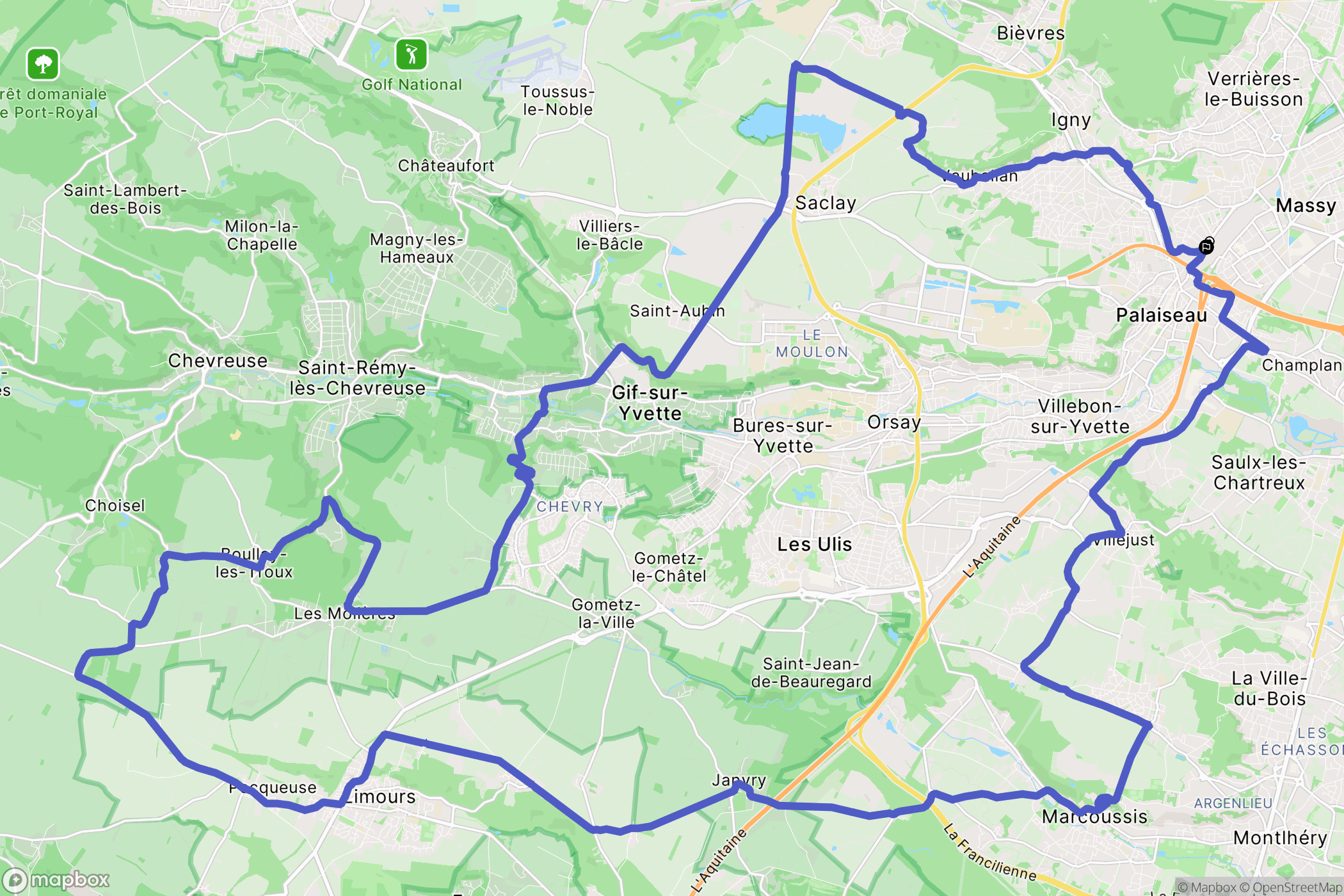 Massy : carte du parcours de randonnée - France