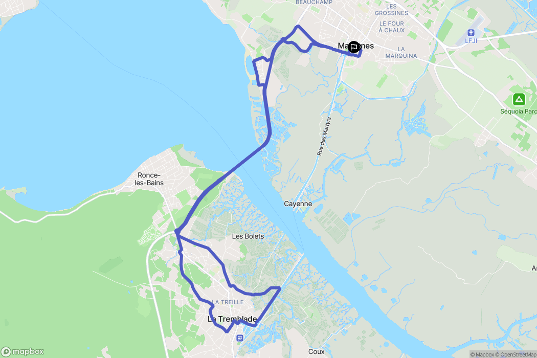 Marennes-Hiers-Brouage : carte du parcours de randonnée - France