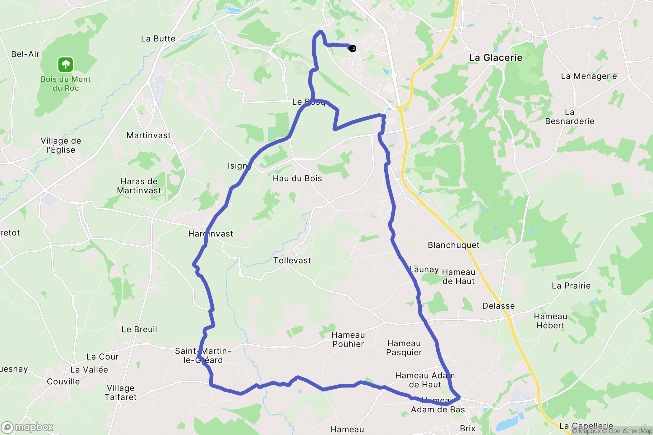 Cherbourg-en-Cotentin : carte du parcours de randonnée - France