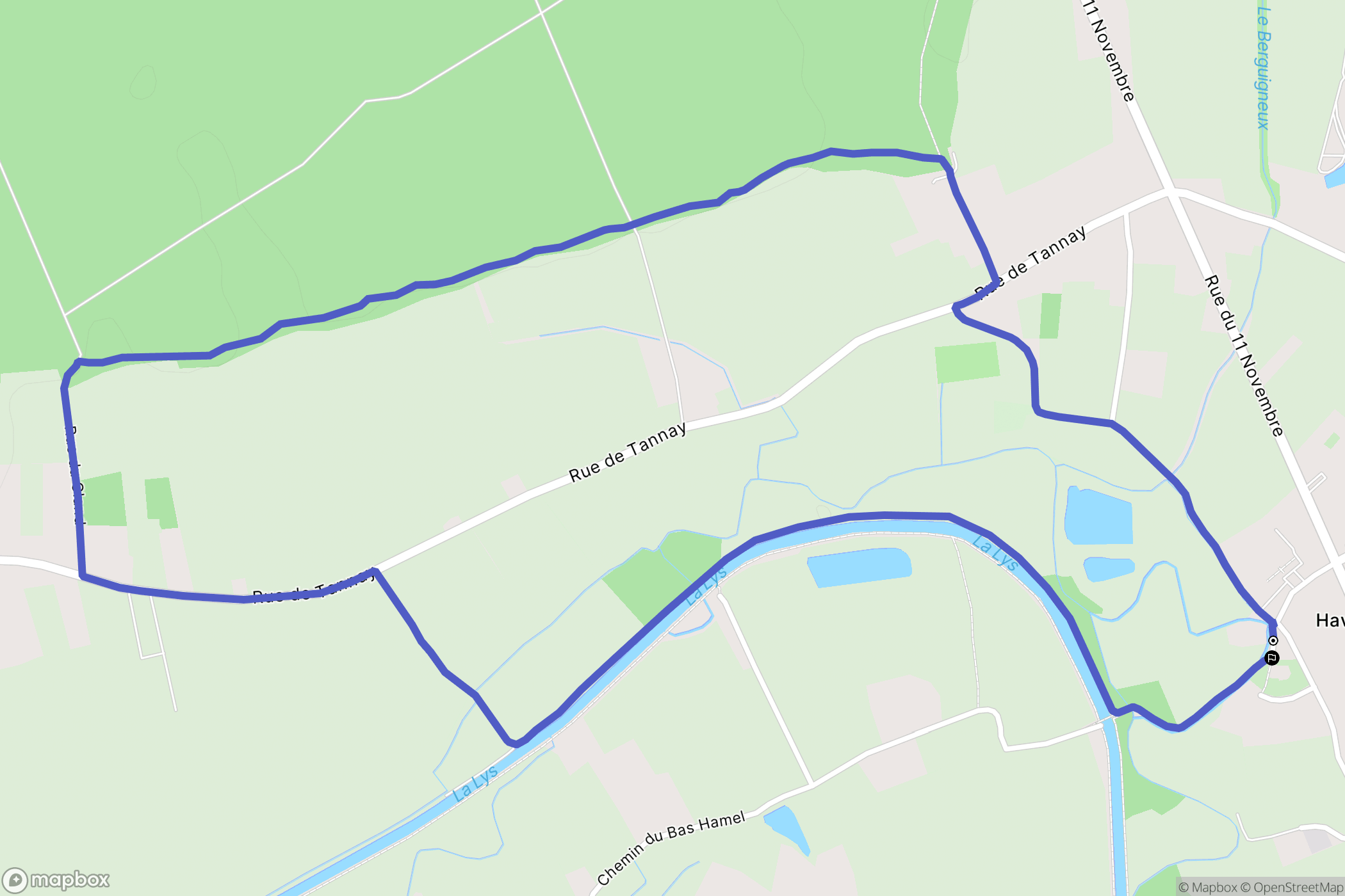 Haverskerque : carte du parcours de randonnée - France