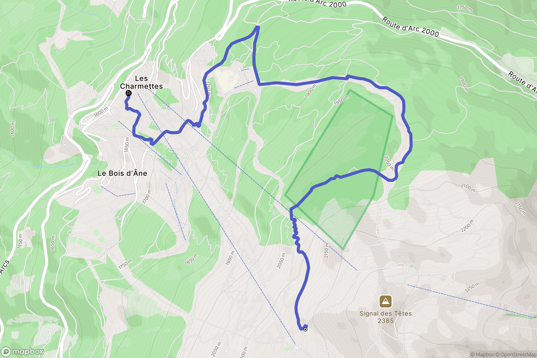 Bourg-Saint-Maurice : carte du parcours de randonnée - France