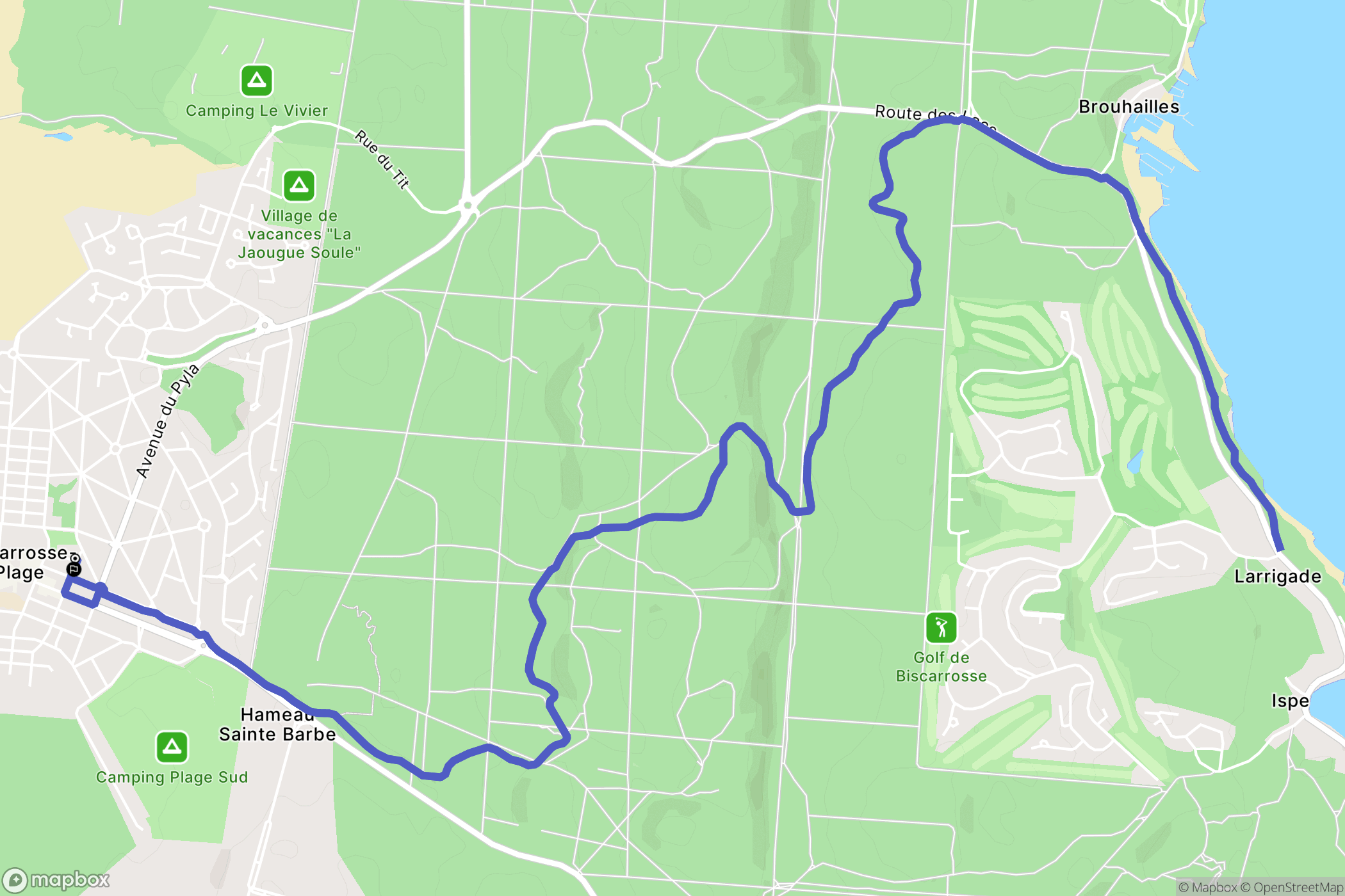 Biscarrosse : carte du parcours de randonnée - France