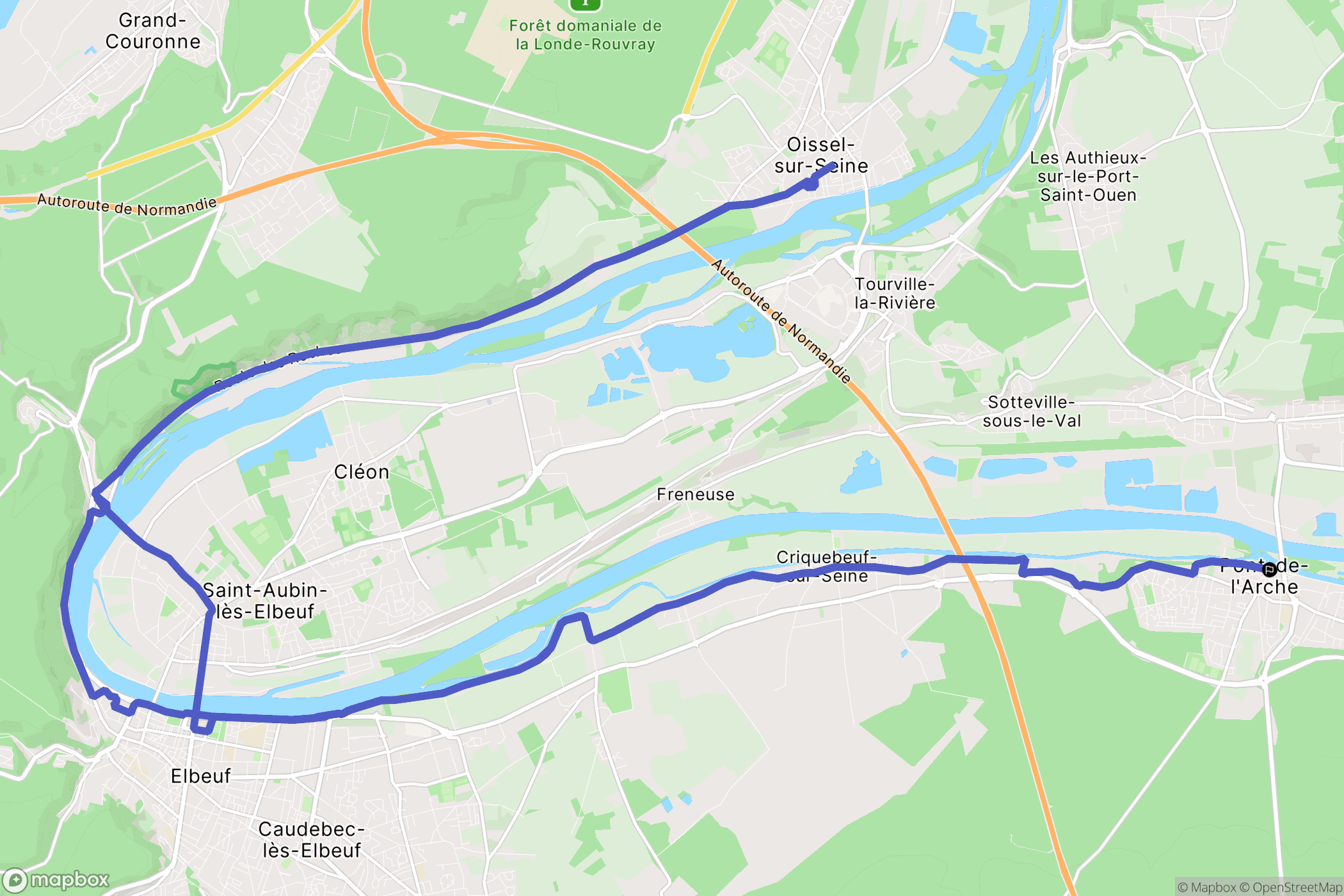 Pont-de-l'Arche : carte du parcours de randonnée - France
