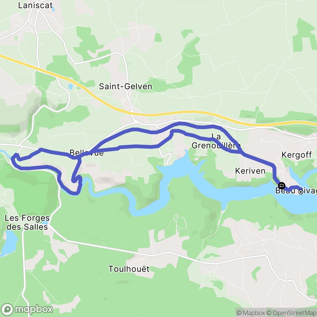 Caurel : carte du parcours de randonnée - France