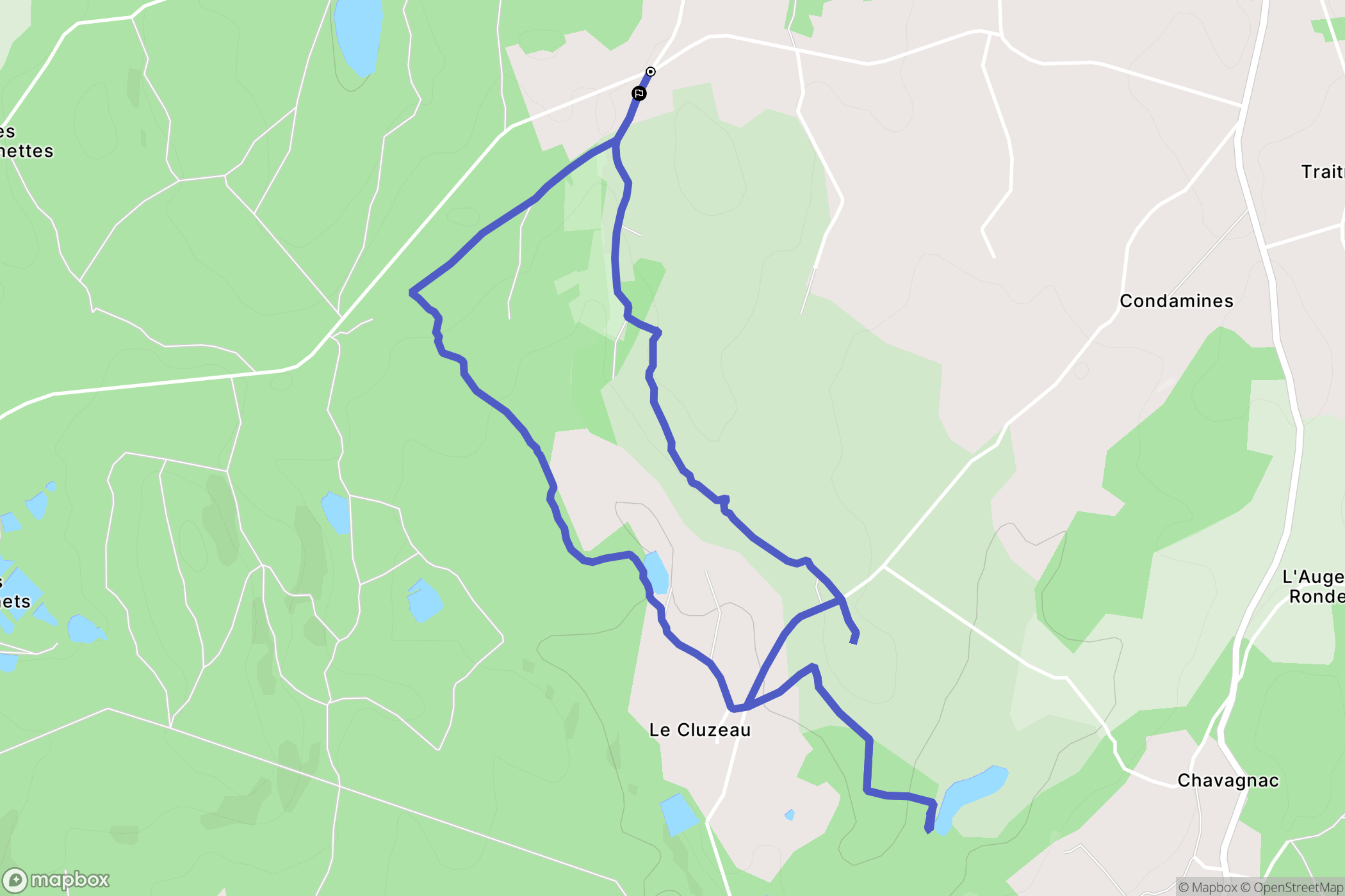 Château-Chervix : carte du parcours de randonnée - France
