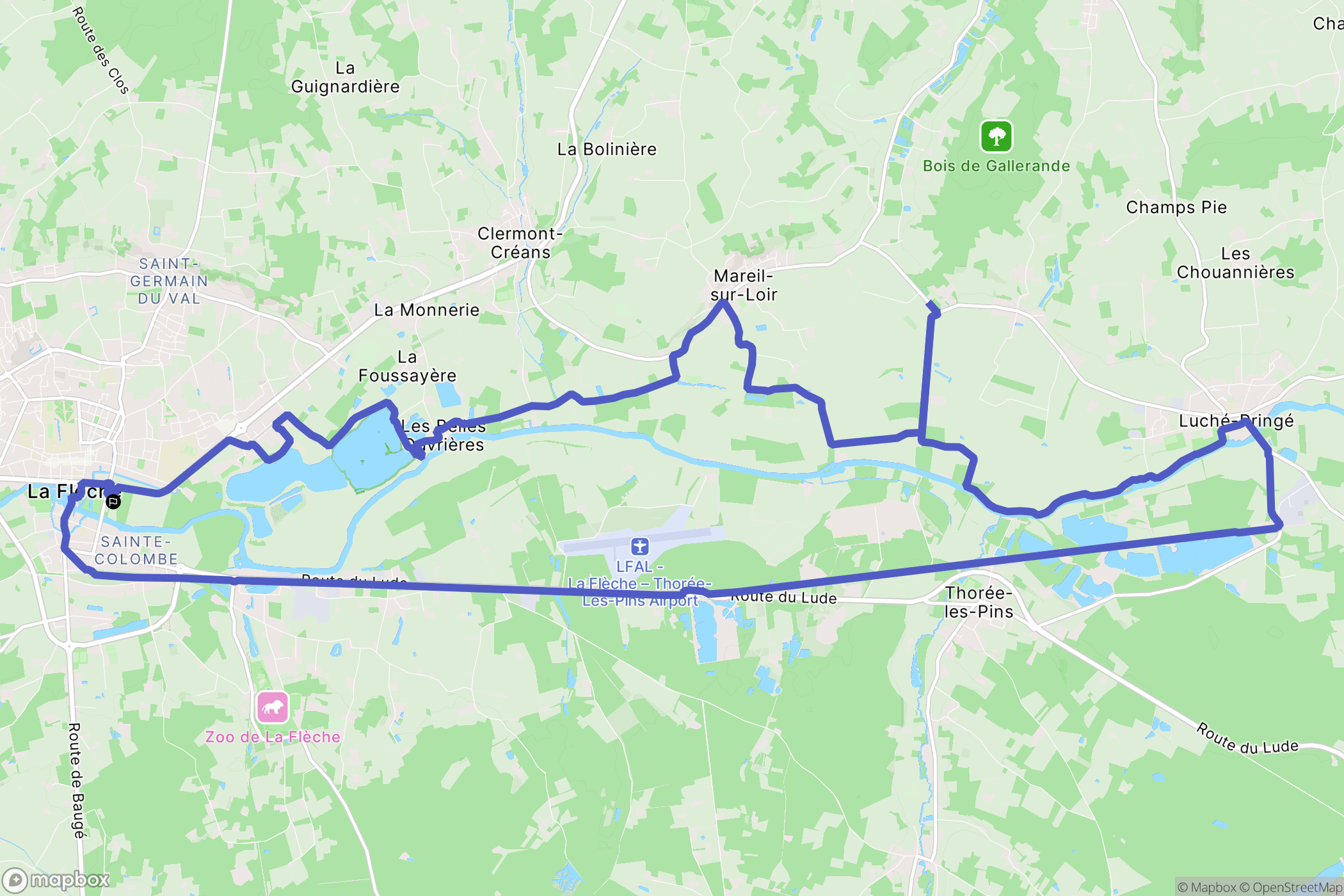 La Flèche : carte du parcours de randonnée - France