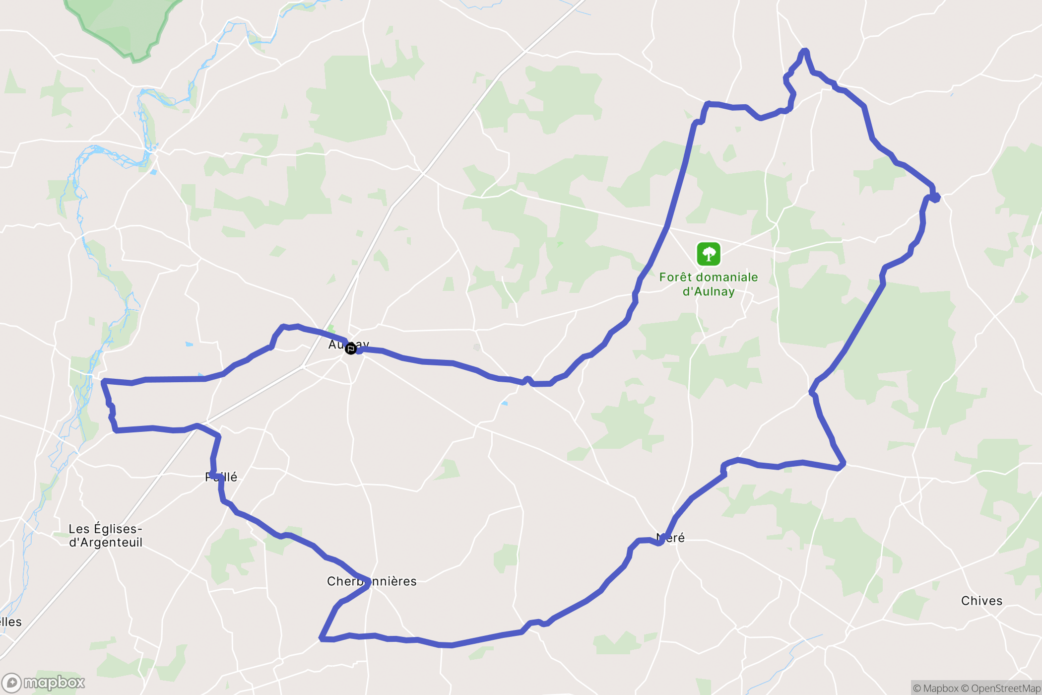 Aulnay : carte du parcours de randonnée - France