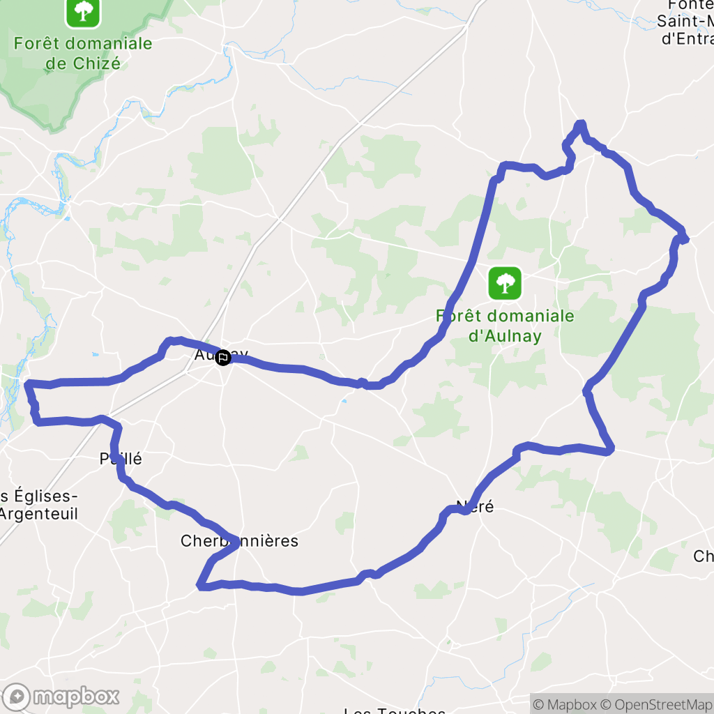 Aulnay : carte du parcours de randonnée - France