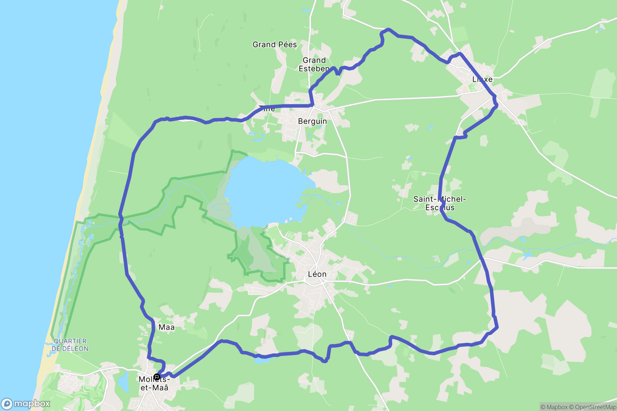 Moliets-et-Maa : carte du parcours de randonnée - France