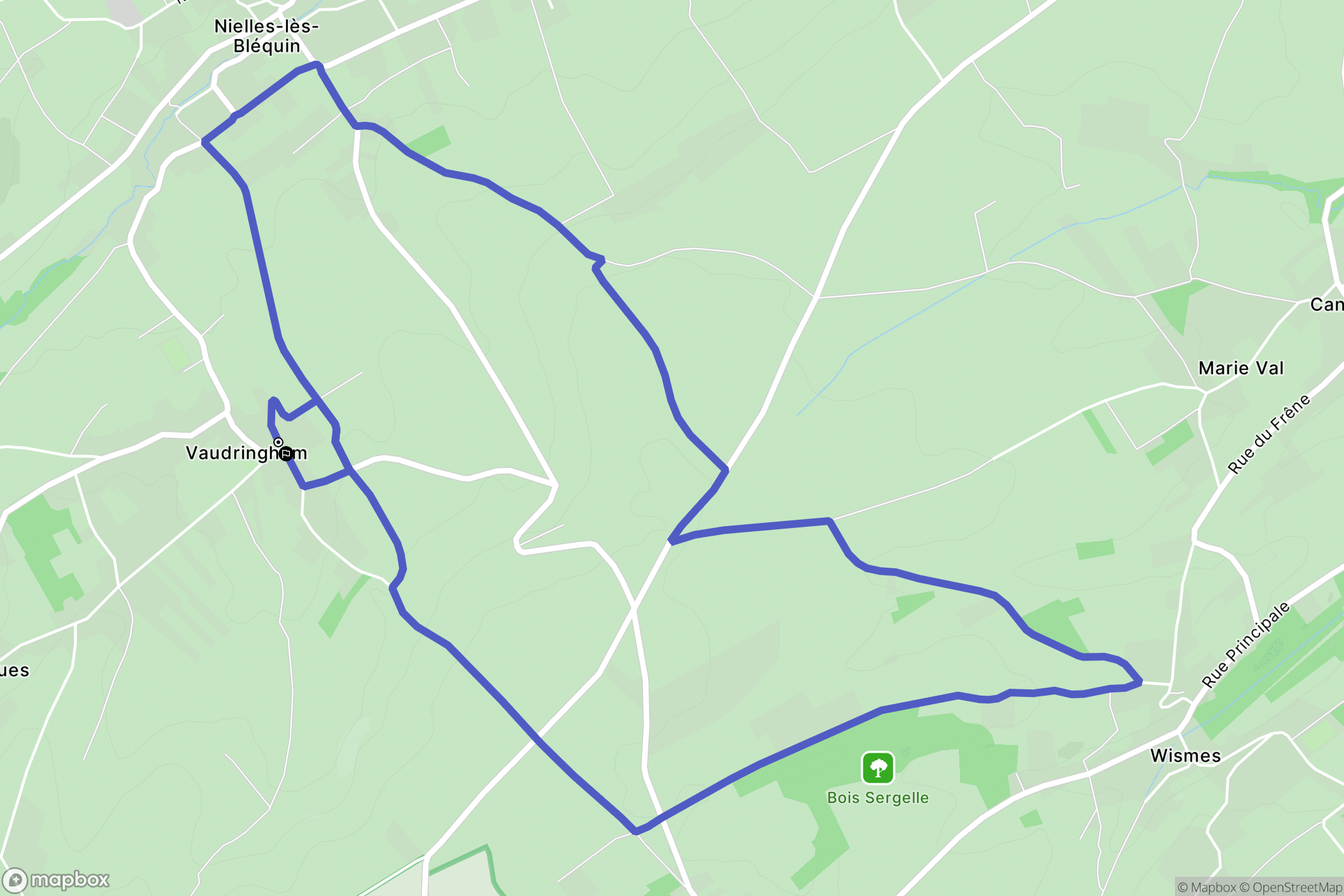 Vaudringhem : carte du parcours de randonnée - France