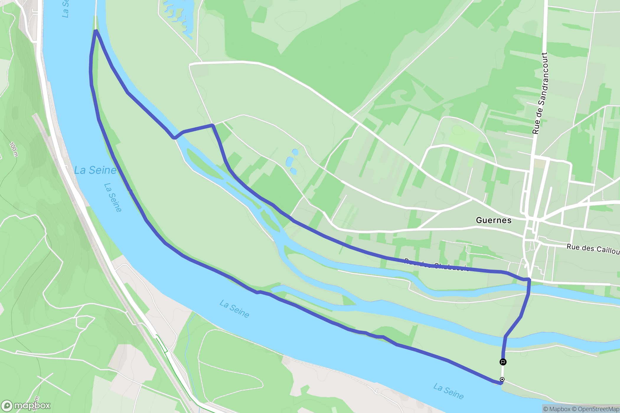 Guernes : carte du parcours de randonnée - France