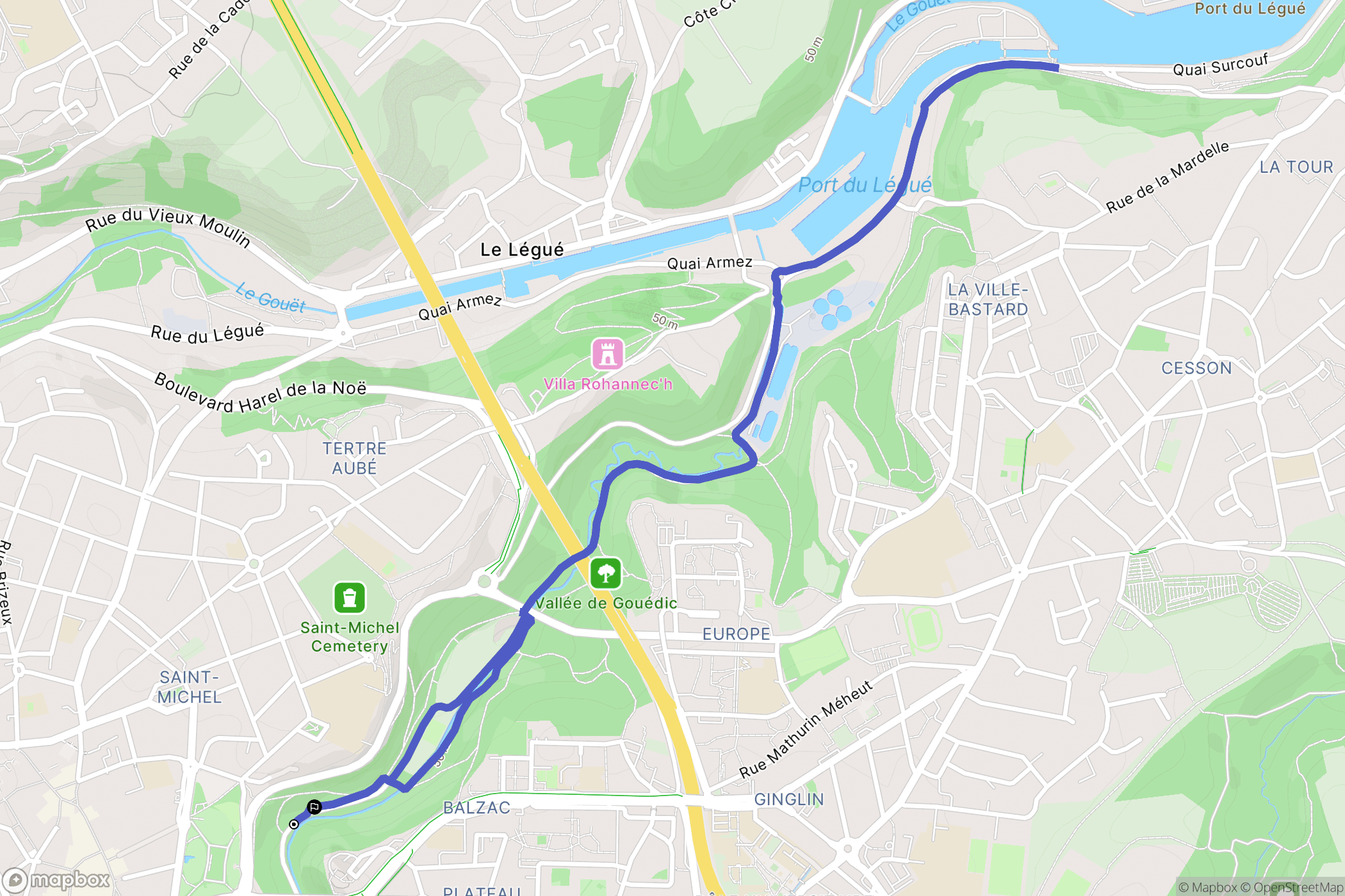 Saint-Brieuc : carte du parcours de randonnée - France