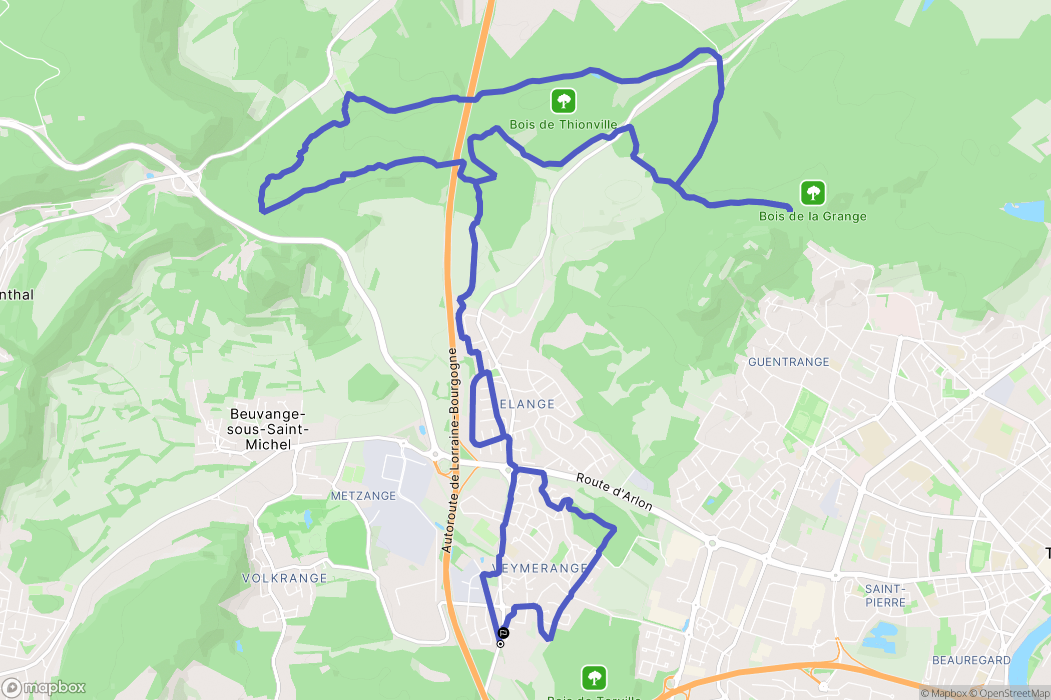 Thionville : carte du parcours de randonnée - France