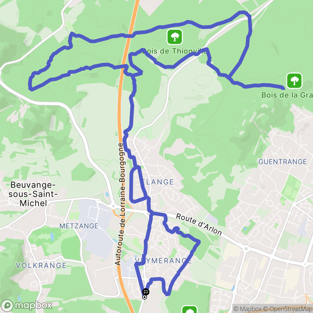 Thionville : carte du parcours de randonnée - France