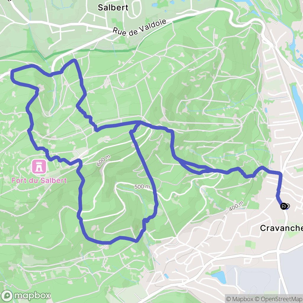 Belfort : carte du parcours de randonnée - France