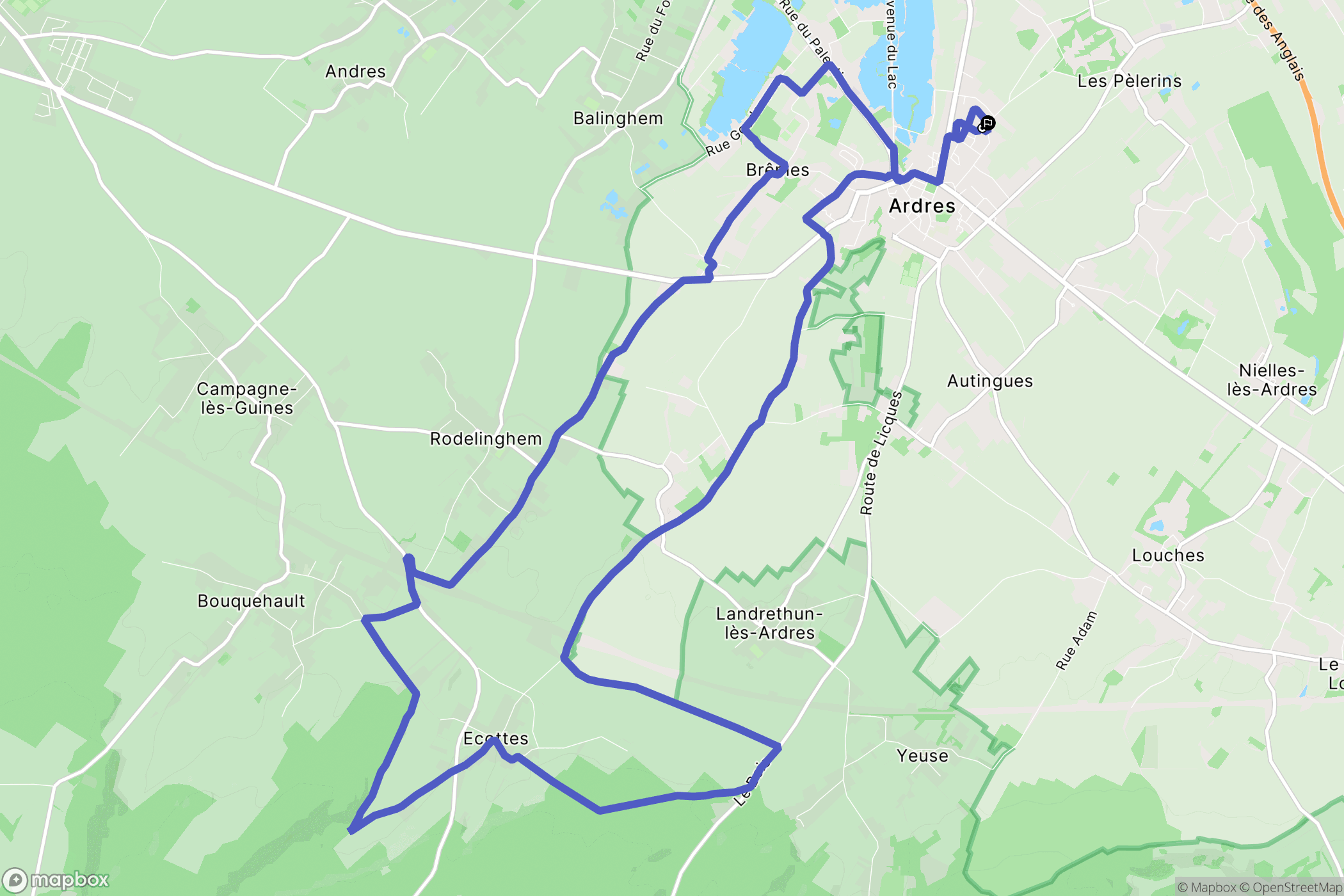 Ardres : carte du parcours de randonnée - France
