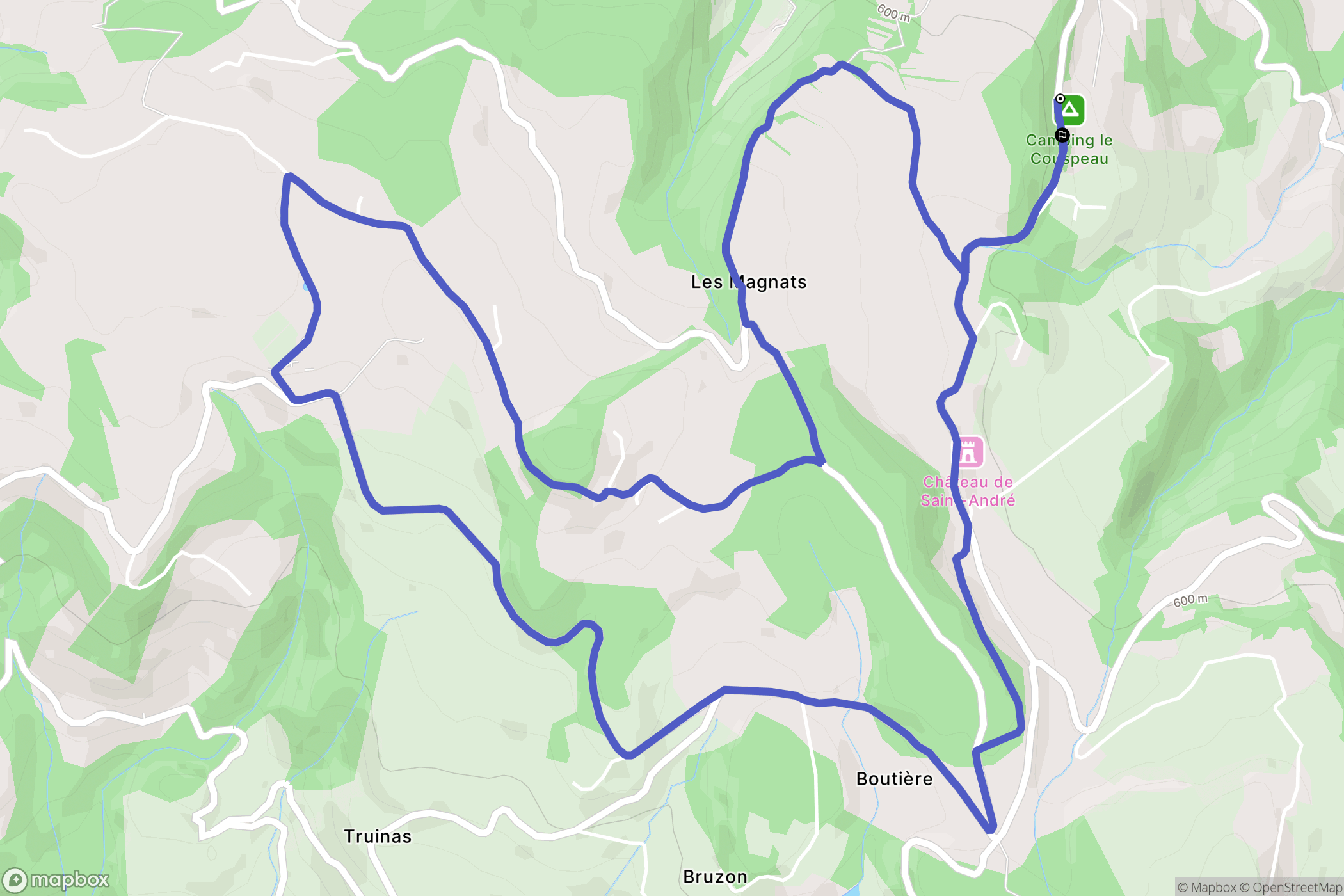 Le Poët-Célard : carte du parcours de randonnée - France
