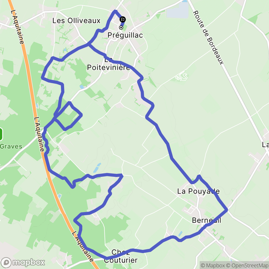 Préguillac : carte du parcours de randonnée - France