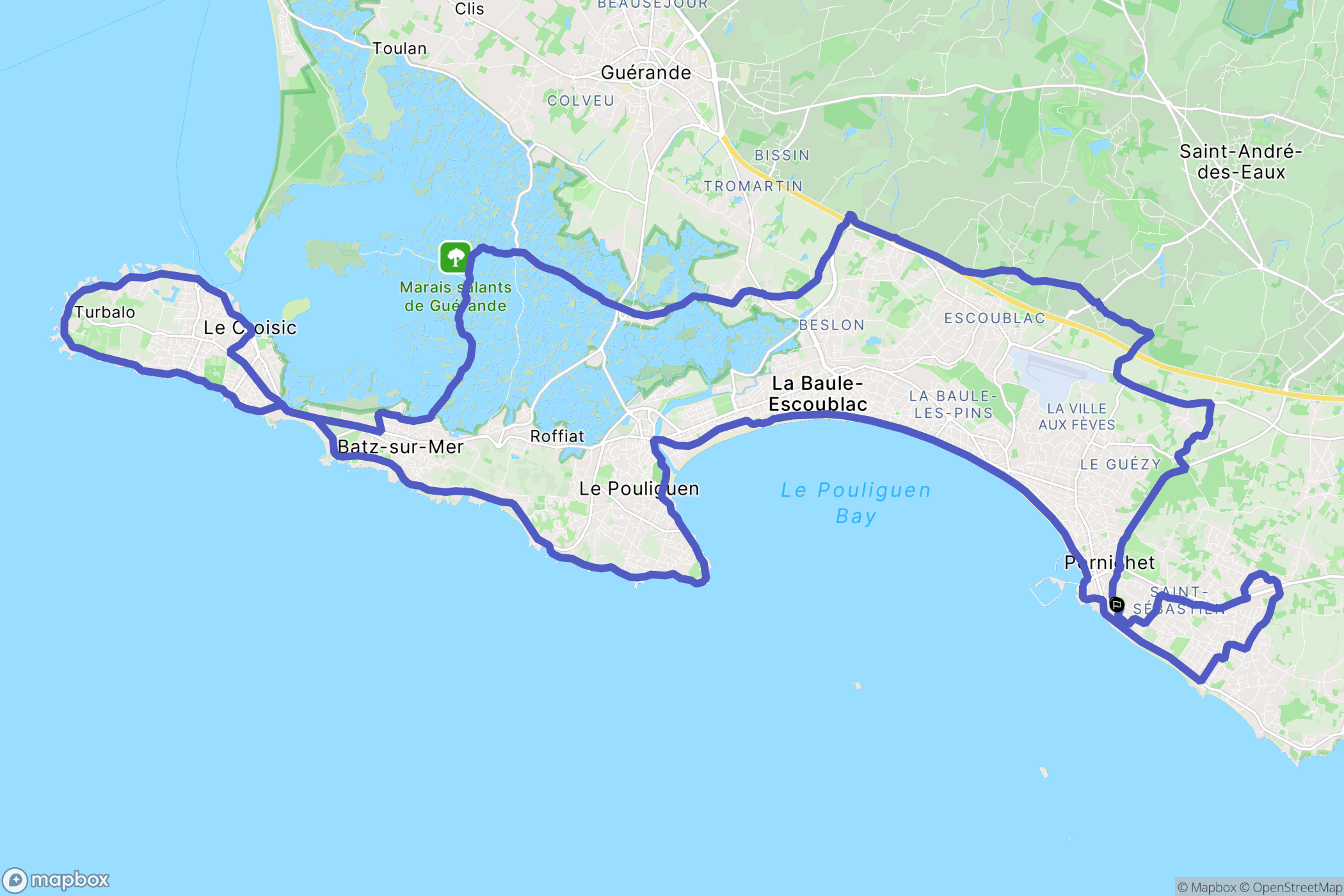 Pornichet : carte du parcours de randonnée - France