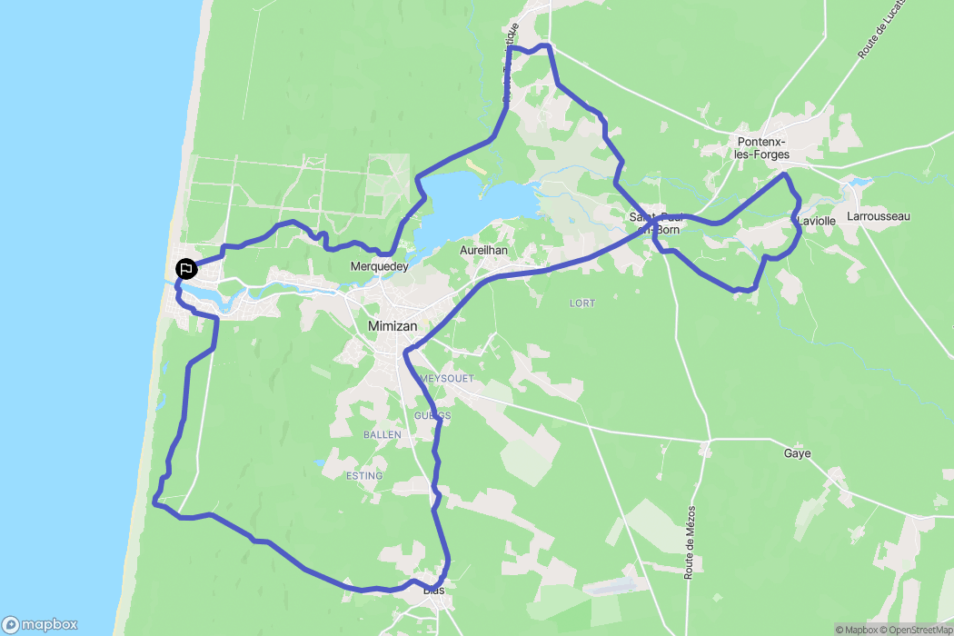 Mimizan : carte du parcours de randonnée - France
