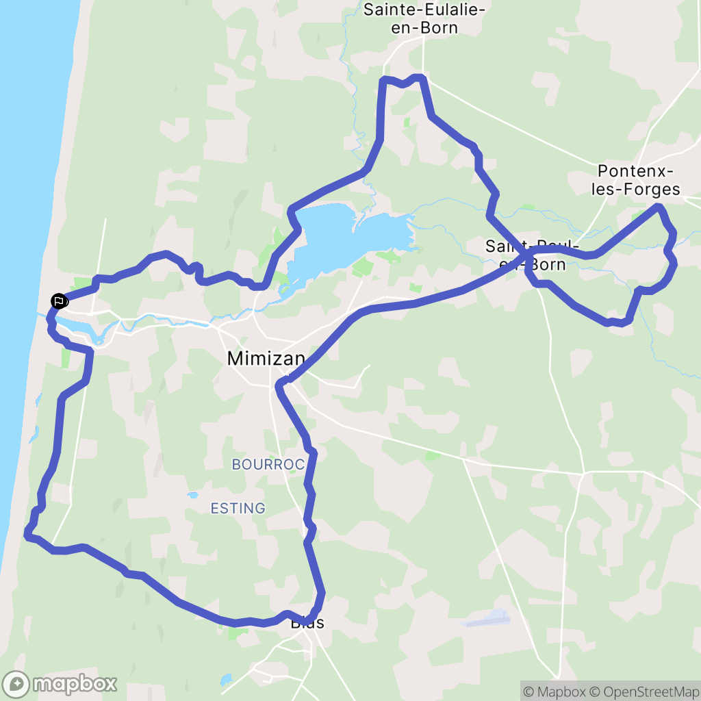 Mimizan : carte du parcours de randonnée - France