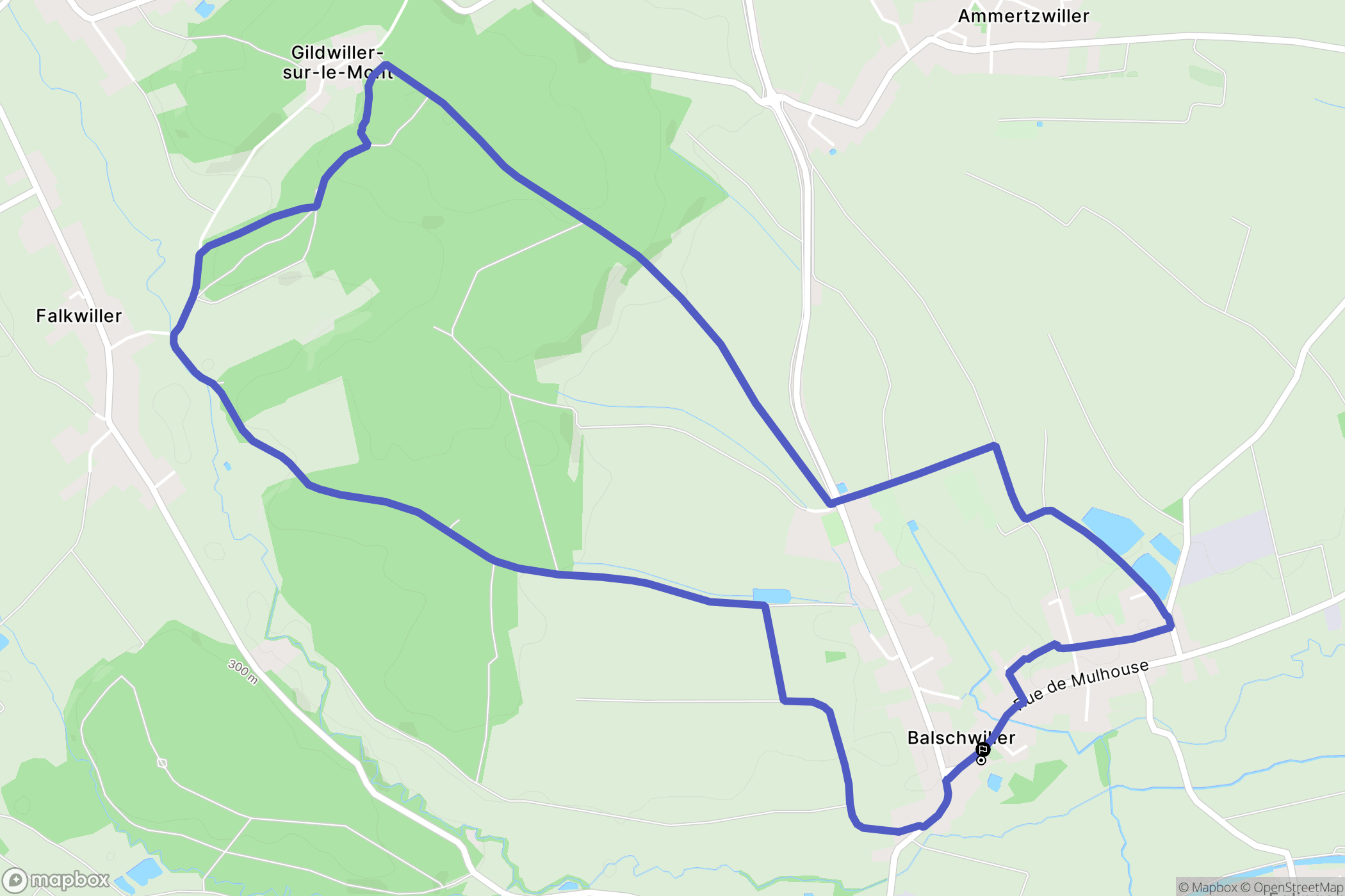 Balschwiller : carte du parcours de randonnée - France