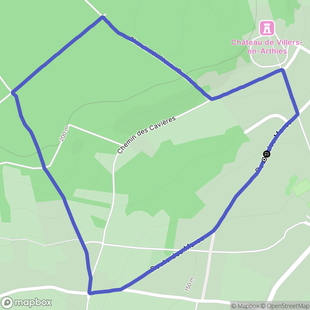 Villers-en-Arthies : carte du parcours de randonnée - France