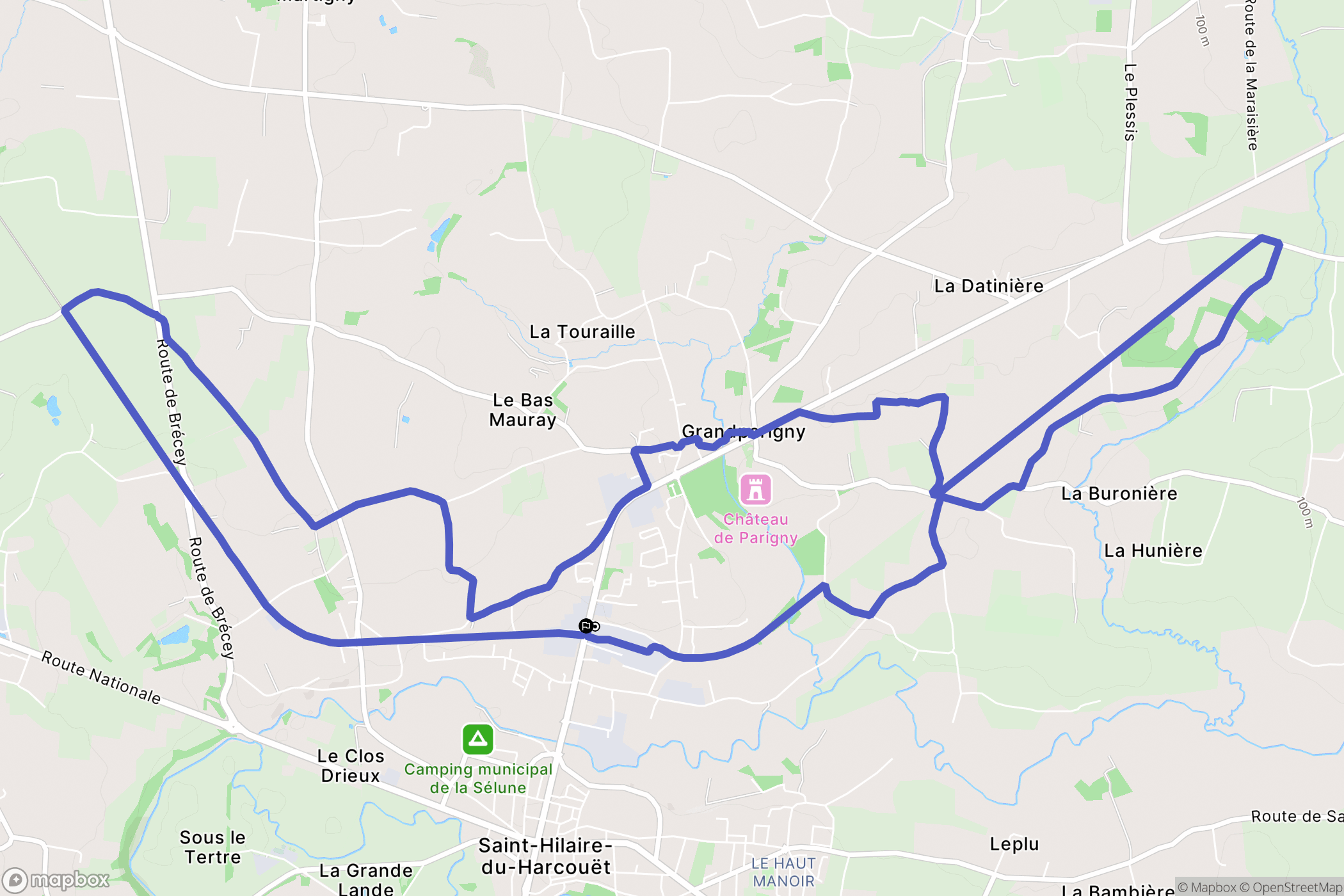 Grandparigny : carte du parcours de randonnée - France