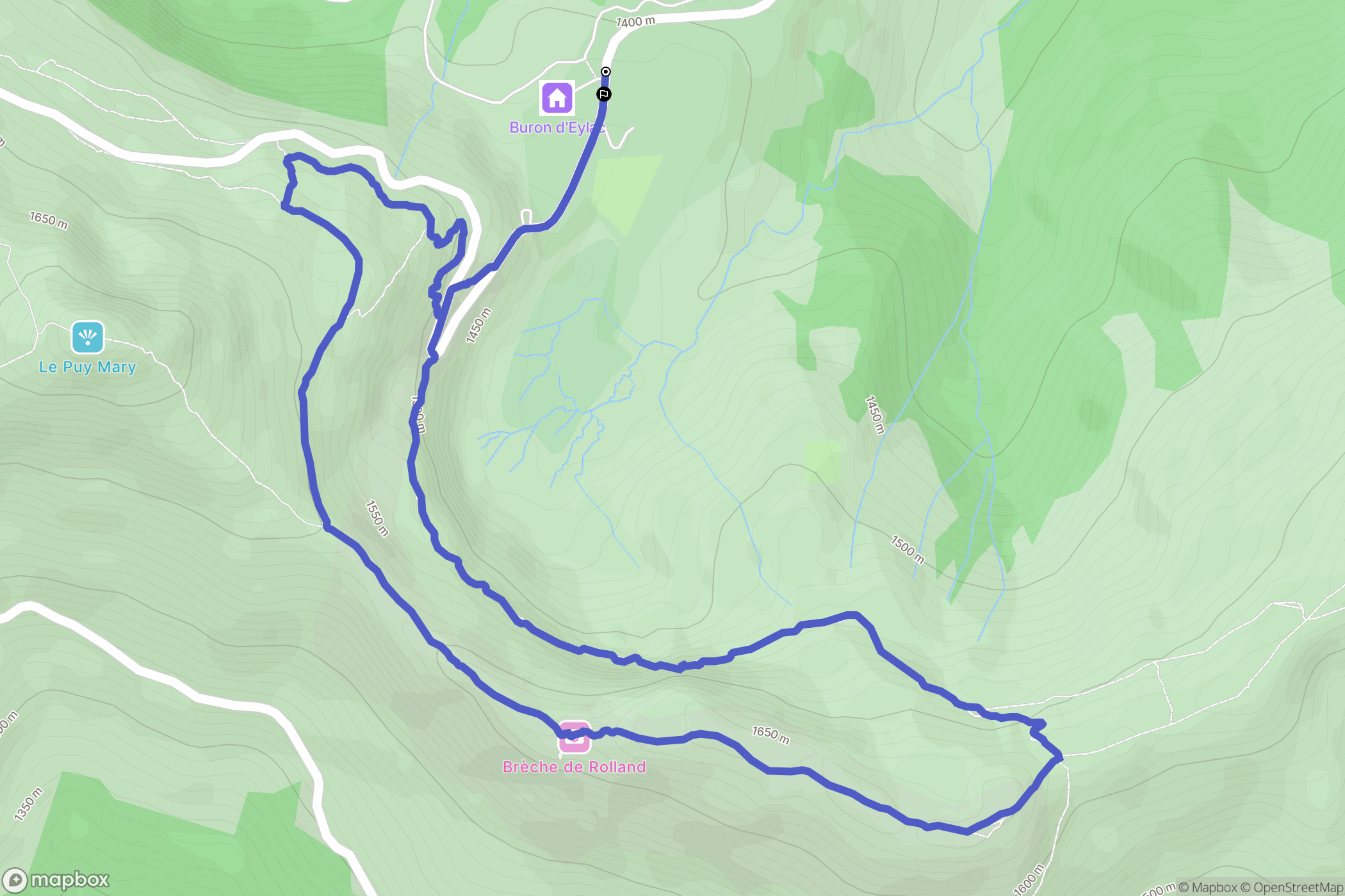 Le Claux : carte du parcours de randonnée - France