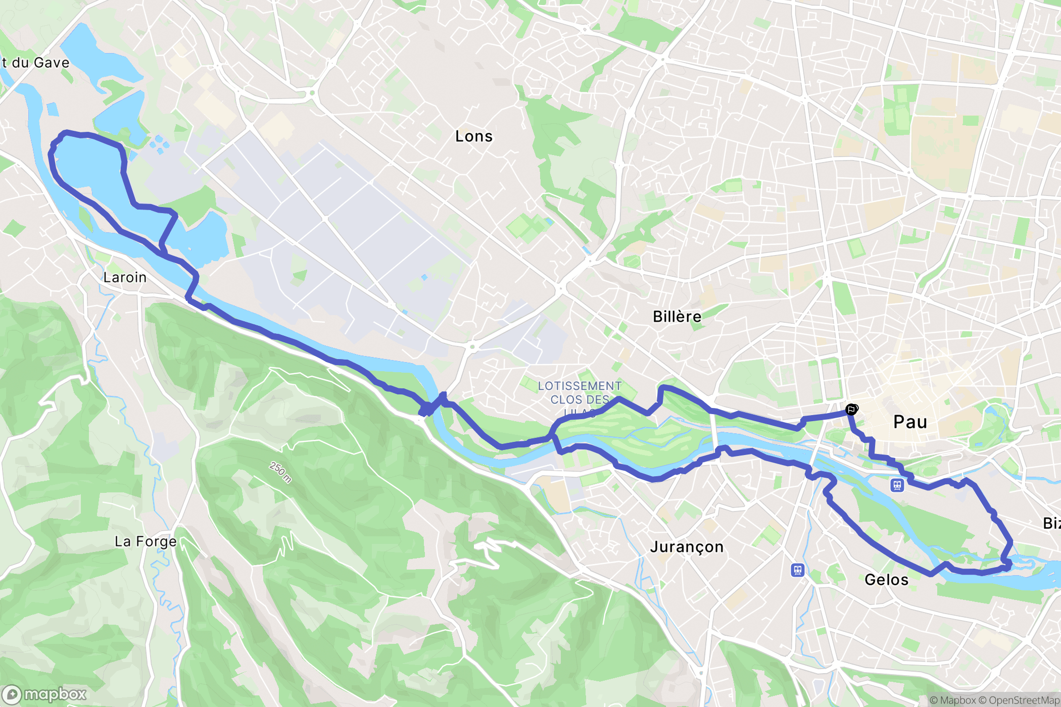 Pau : carte du parcours de randonnée - France