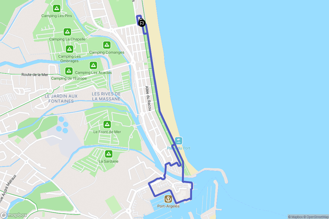 Argelès-sur-Mer : carte du parcours de randonnée - France