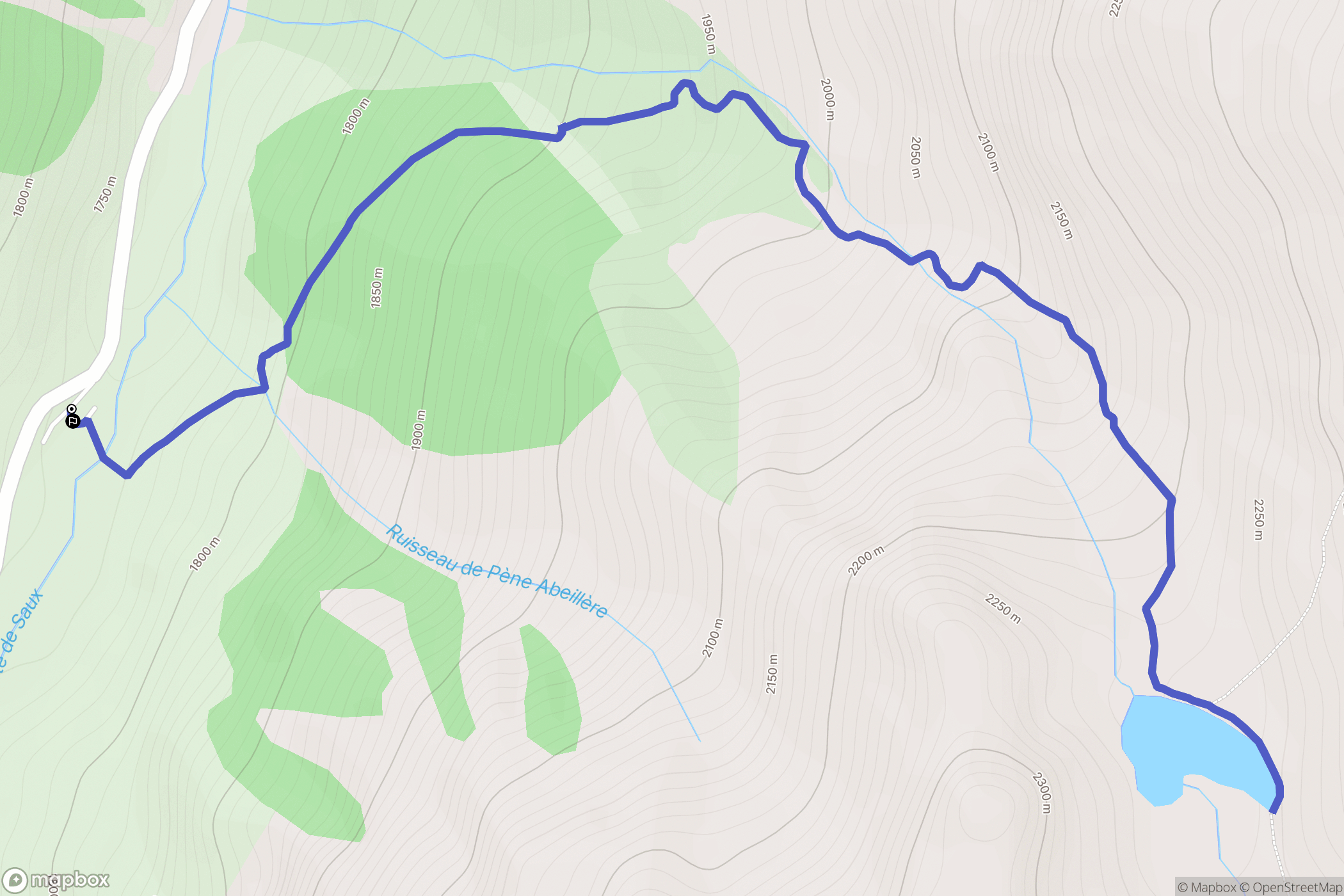 Aragnouet : carte du parcours de randonnée - France