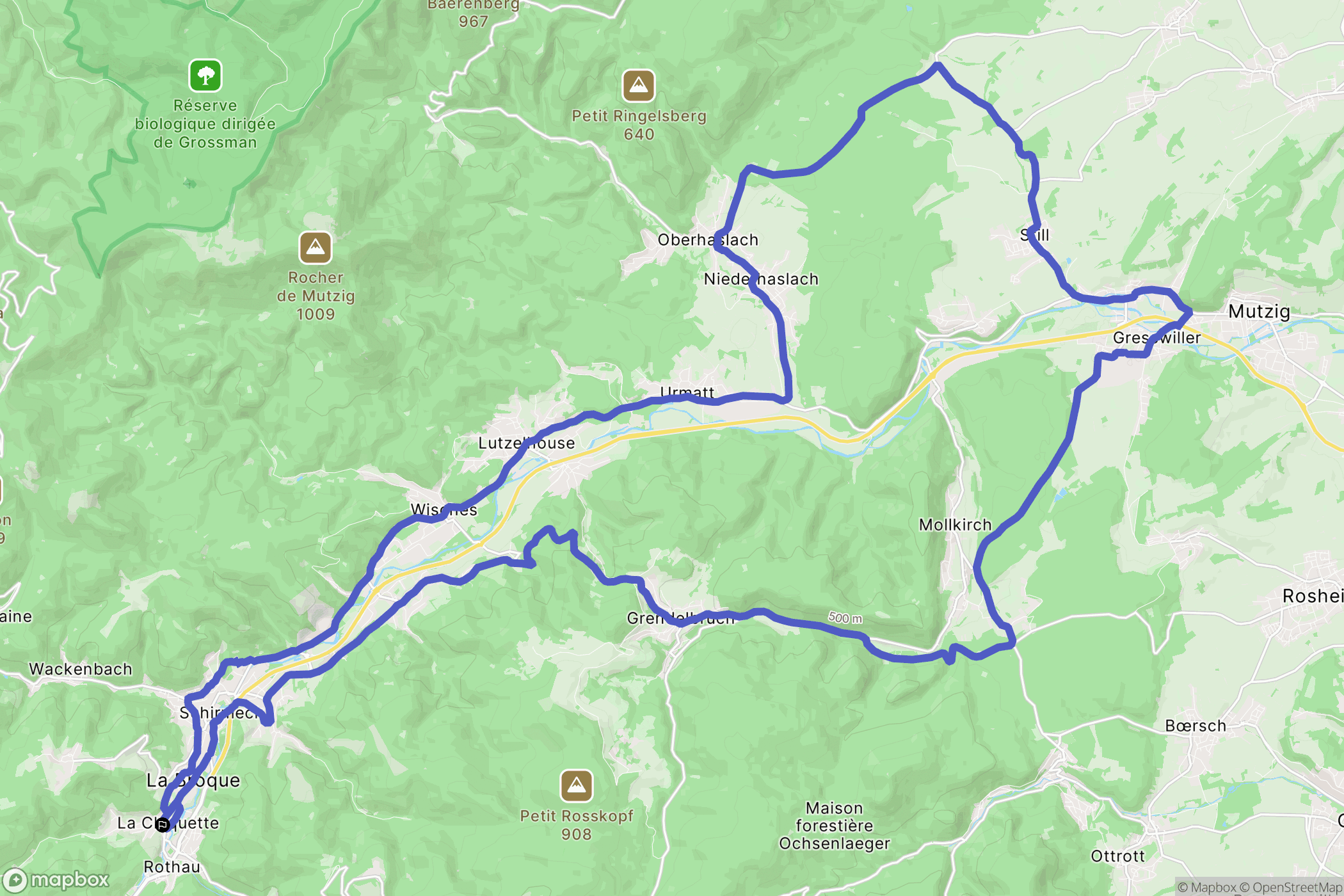 La Broque : carte du parcours de randonnée - France